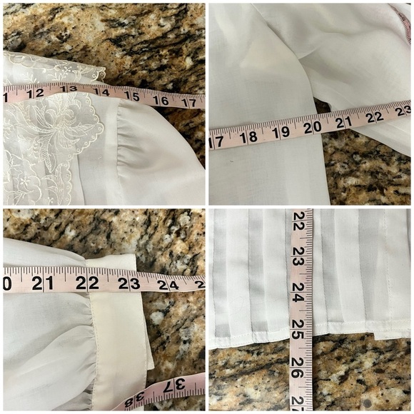 Vtg Nilani Sheer Ivory Pintuck Blouse Lace Collar Y2K Retro Romantic Womens L - Picture 6 of 9